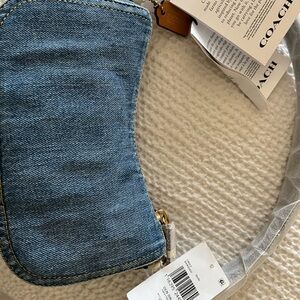 Coach Blue Denim Crescent Shoulder Bag with Gold Hardware swinger 20 NWT